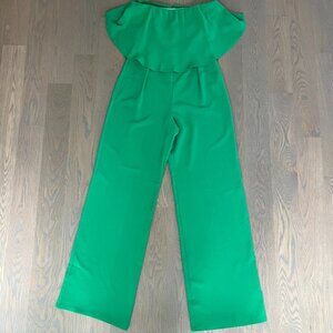 Womens Small Green Sugar and Lips Elvie Strapless Jumpsuit